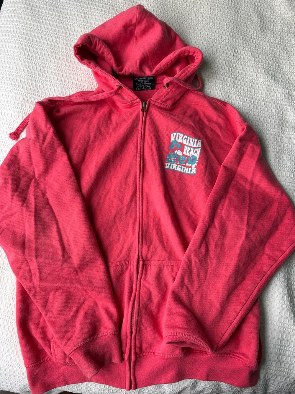 Woman’s Pink Virginia Beach Zip-Up Hoodie
